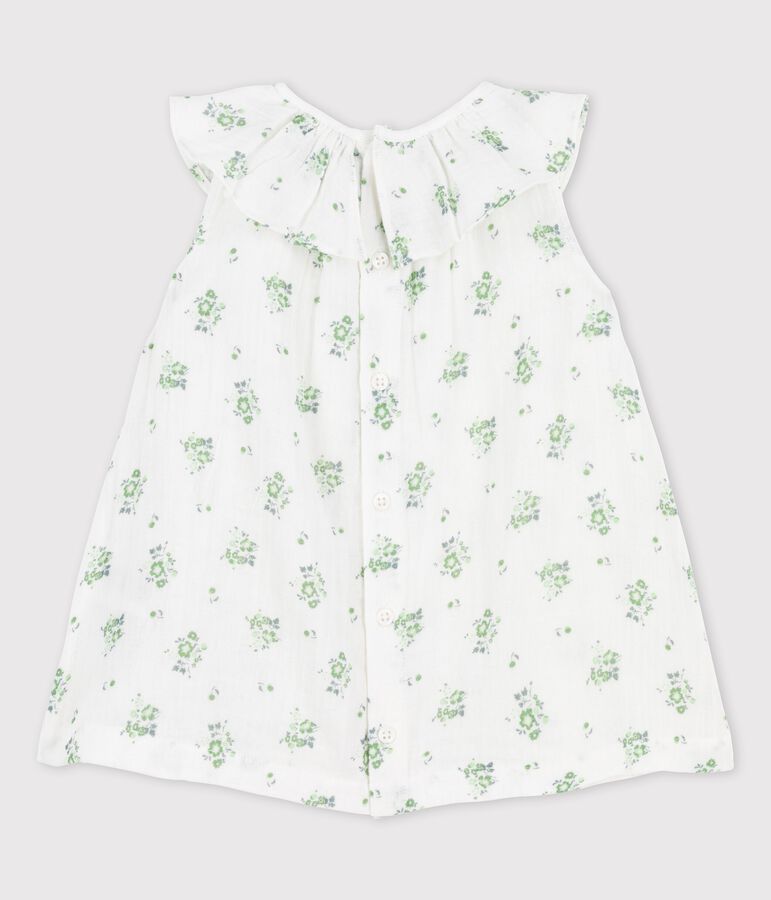 Kurz&auml;rmeliges Babykleid aus Bio-Musselinstoff mit Blumenmuster weiss MARSHMALLOW/weiss MULTICO
