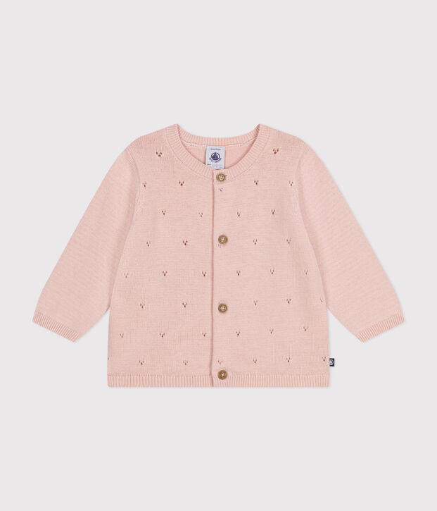 Baby-Cardigan aus Baumwollstrick in Ajour-Optik rosa