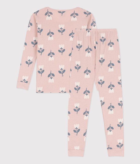 Kinderpyjama aus Baumwolle in eng geschnittener Passform für Mädchen rosa SALINE/weiss MULTICO