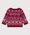 Baby-Pullover aus Wolle und Baumwolle mit Muster rot AMARANTE/ AVALANCHE