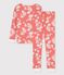 Kinderpyjama aus Baumwolle in schmaler Passform mit Hawaiimuster für Mädchen rosa PAPAYE/ MARSHMALLOW