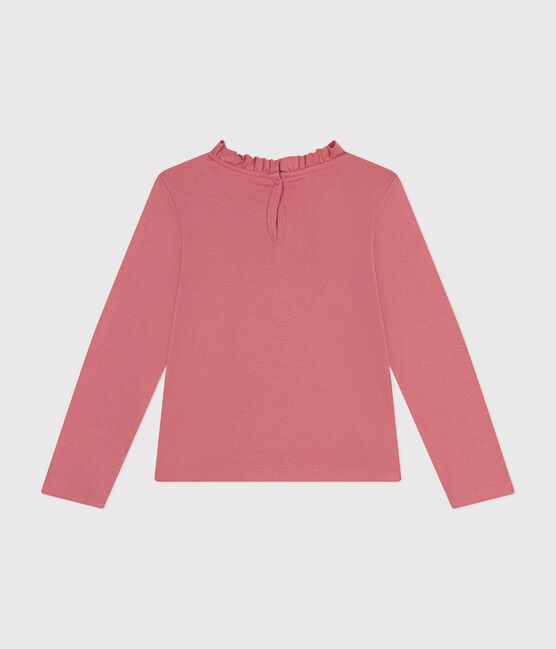 Langärmeliges Kinder-T-Shirt aus Rippstrick für Mädchen rosa ROSEWOOD