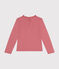 Langärmeliges Kinder-T-Shirt aus Rippstrick für Mädchen rosa ROSEWOOD