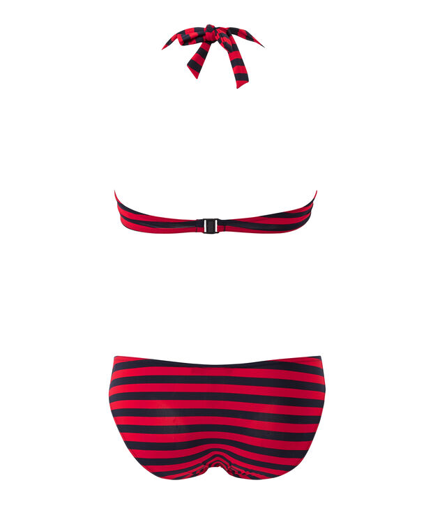Gestreifter Damen-Bandeau-Bikini blau/rot