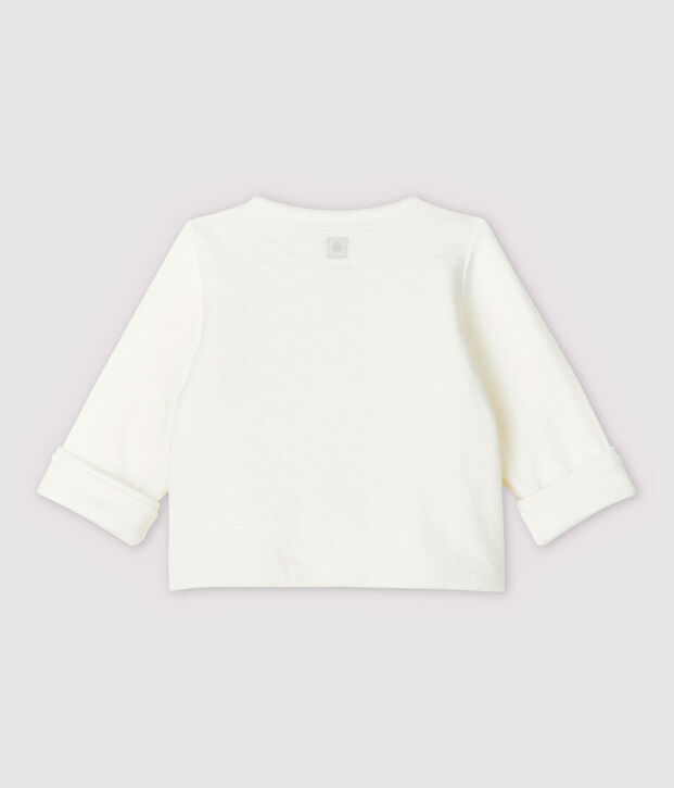 Baby-Cardigan aus gestepptem Doppeljersey aus Bio-Baumwolle in Wei&szlig; mit Sternen-Motiv weiss