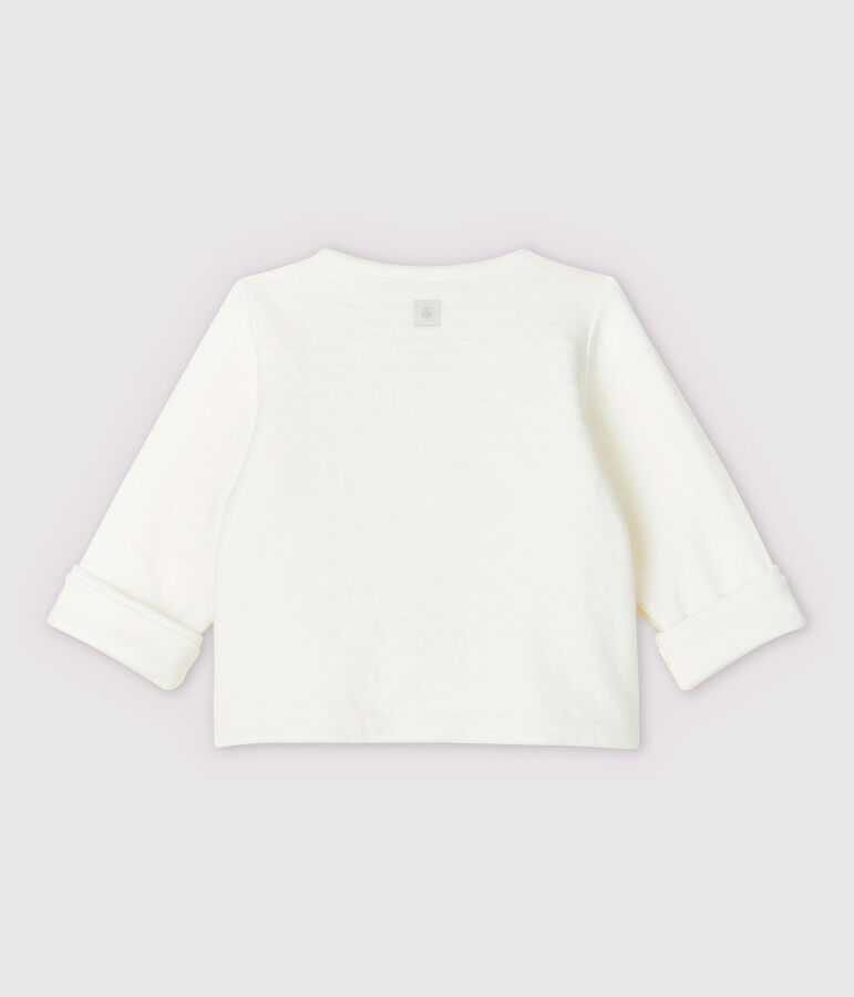 Baby-Cardigan aus gestepptem Doppeljersey aus Bio-Baumwolle in Wei&szlig; mit Sternen-Motiv weiss