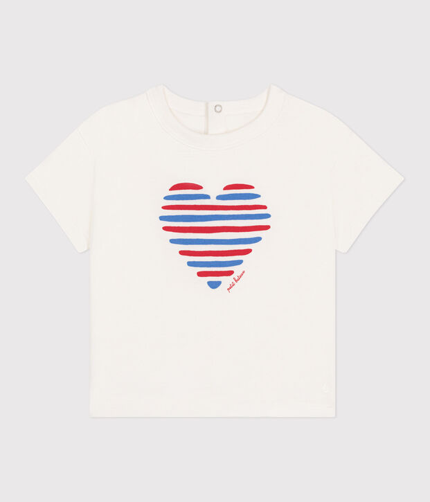 Kurz&auml;rmeliges Baby-T-Shirt aus einfarbiger Baumwolle weiss/vielfarbig