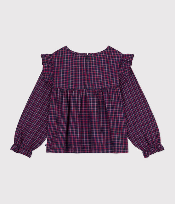 Langärmelige Kinder-Bluse aus Flanell mit Karomuster blau SMOKING/weiss MULTICO