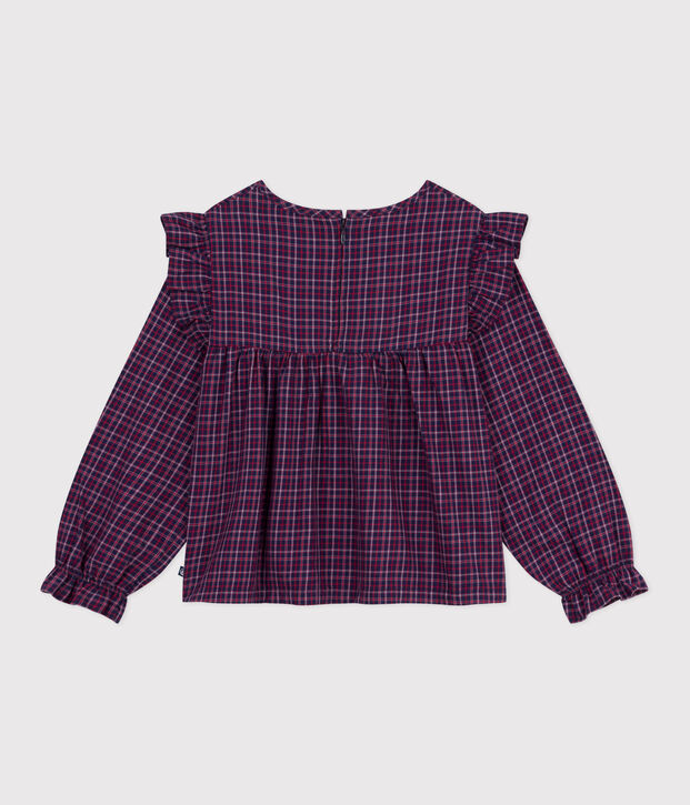 Lang&auml;rmelige Kinder-Bluse aus Flanell mit Karomuster blau/vielfarbig