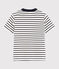 Kurzärmeliges Kinder-T-Shirt aus Jersey für Jungen weiss MARSHMALLOW/blau SMOKING