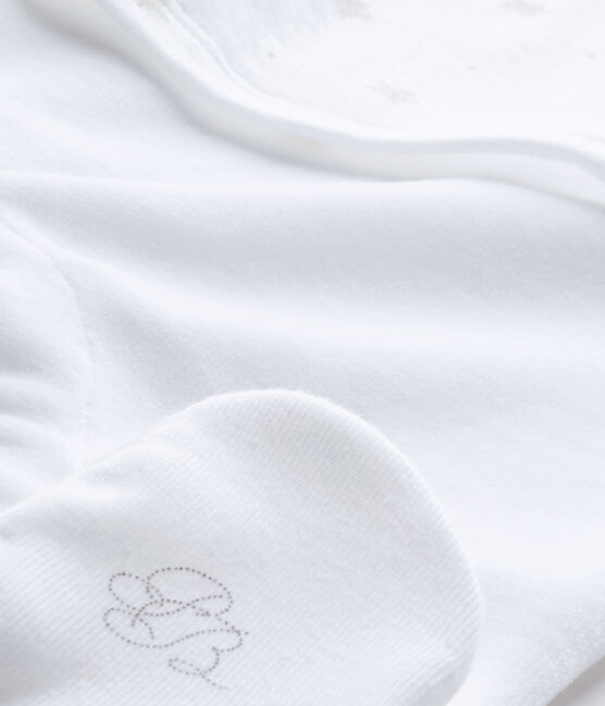 Unisex-Baby-Overall im Materialmix weiss ECUME/braun SHITAKE