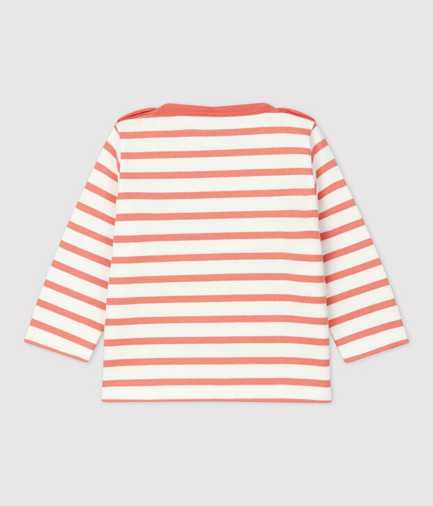 Baby-Streifenshirt aus dickem Baumwolljersey weiss/rosa