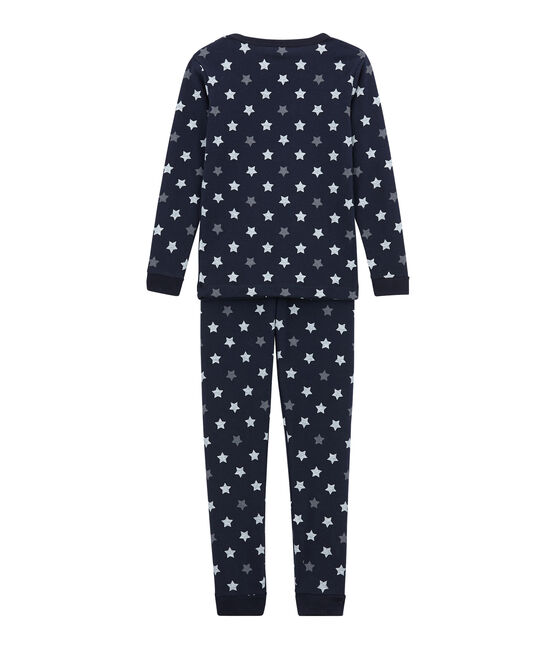 Eng anliegender Jungen-Schlafanzug blau SMOKING/weiss MULTICO