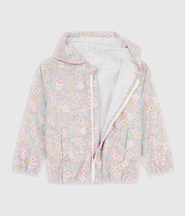 Kinder-Windjacke mit Blumenmuster blau/vielfarbig