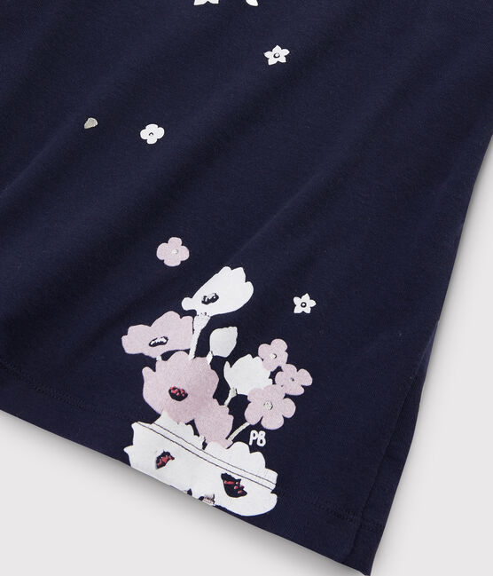 Kinder-T-Shirt mit Siebdruck für Mädchen blau SMOKING