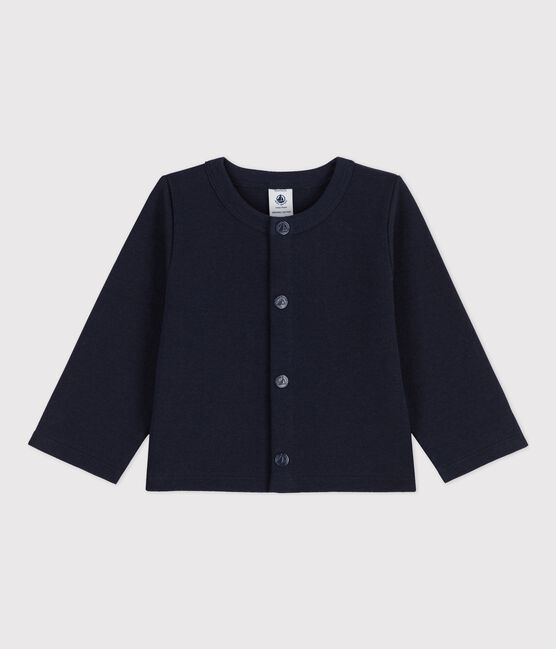 Baby-Cardigan aus dickem, einfarbigem Jersey blau SMOKING