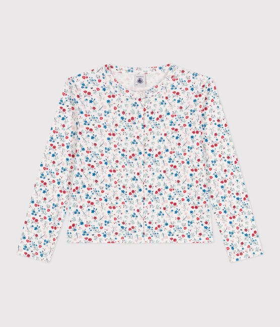 Kinder-Cardigan aus Baumwolle mit Blumenmuster weiss MARSHMALLOW/weiss MULTICO