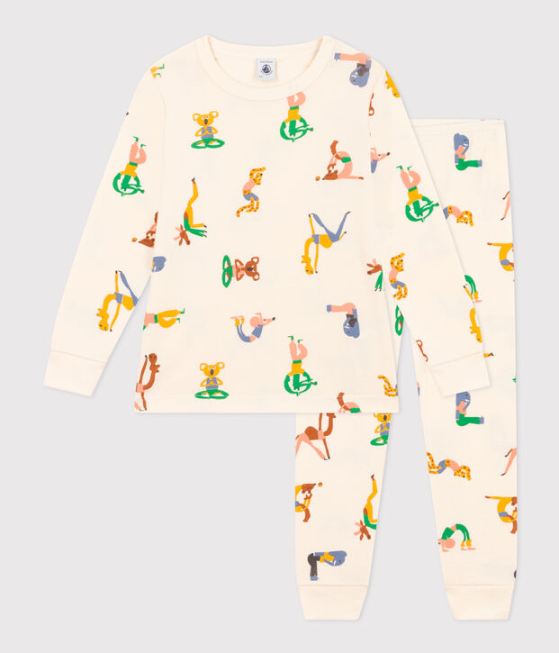 Kinderpyjama aus Baumwolle mit Tier-Printmotiv naturfarben/vielfarbig