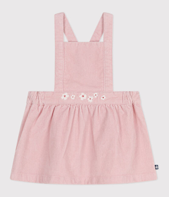 Baby-Kleid aus Fein-Cord mit Blumenstickerei am Bund rosa JOLI