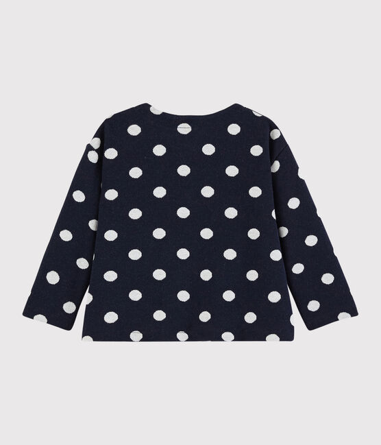 Gepunkteter Baby-Cardigan für Mädchen blau SMOKING/weiss MARSHMALLOW