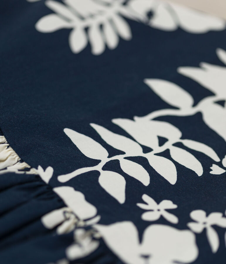 Kurz&auml;rmeliges Kinderkleid aus Popeline f&uuml;r M&auml;dchen blau MEDIEVAL/weiss MARSHMALLOW