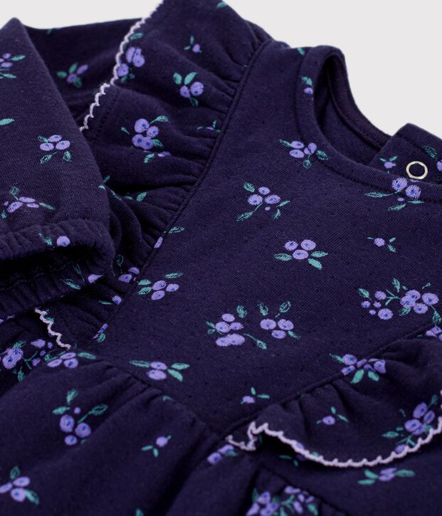 Lang&auml;rmeliges Baby-Kleid aus Baumwolle mit Blumenmuster blau/vielfarbig