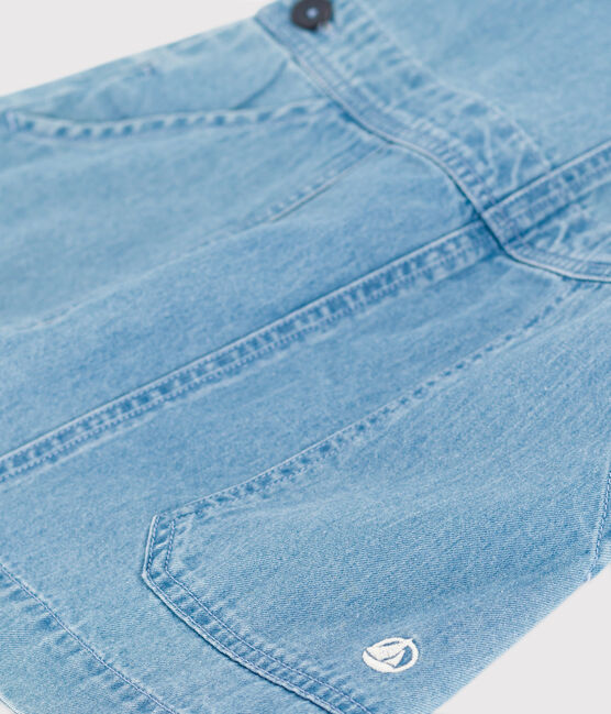 Kinder-Latzkleid aus leichtem Denim für Mädchen blau DENIM CLAIR