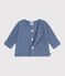 Cardigan b&eacute;b&eacute; tricot point mousse en coton uni blau