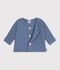 Baby-Strickjacke, kraus rechts gestrickt aus einfarbiger Baumwolle blau