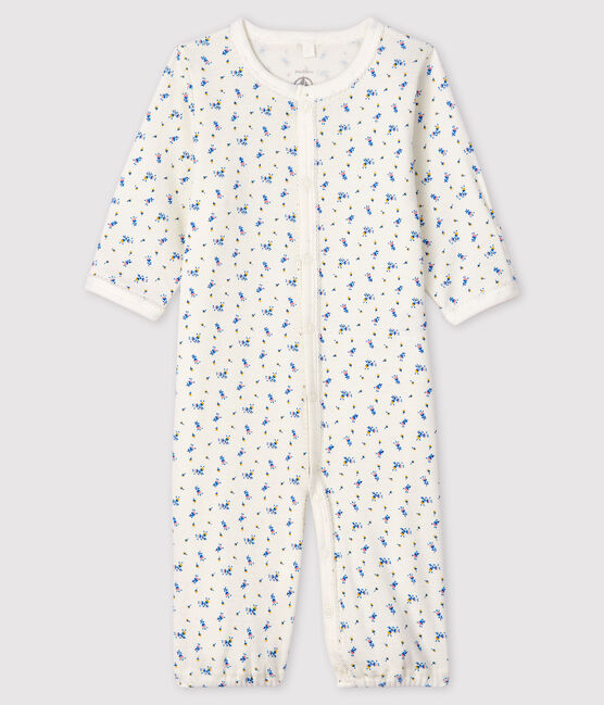 Baby-Kombi-Overall aus Bio-Baumwolle mit Blumenmotiv weiss MARSHMALLOW/weiss MULTICO