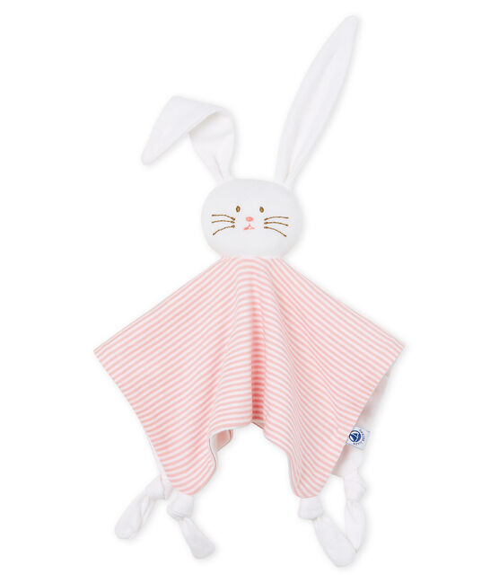 Baby-Kuschelhäschen aus Rippstrick rosa CHARME/weiss MARSHMALLOW