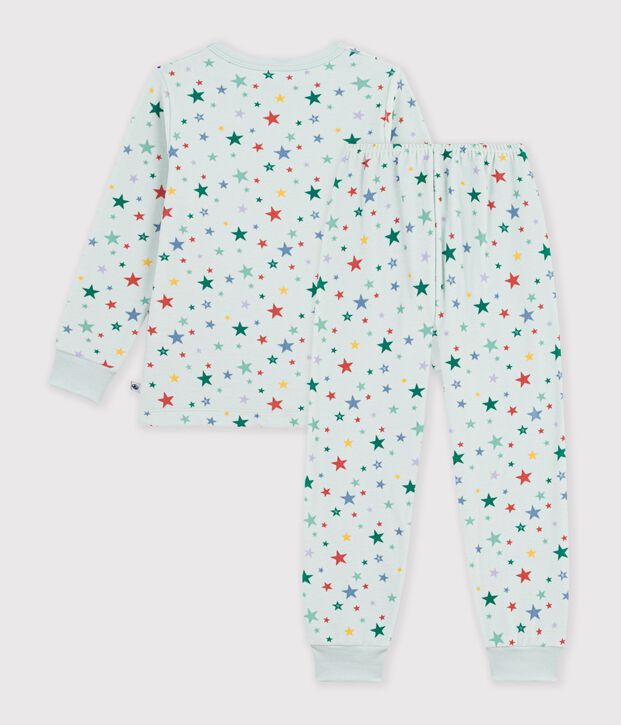 Kinder-Pyjama aus Nicki mit Sternmotiv blau/vielfarbig