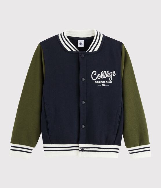 Teddy-Pullover für Jungen blau SMOKING/grün MILITARY