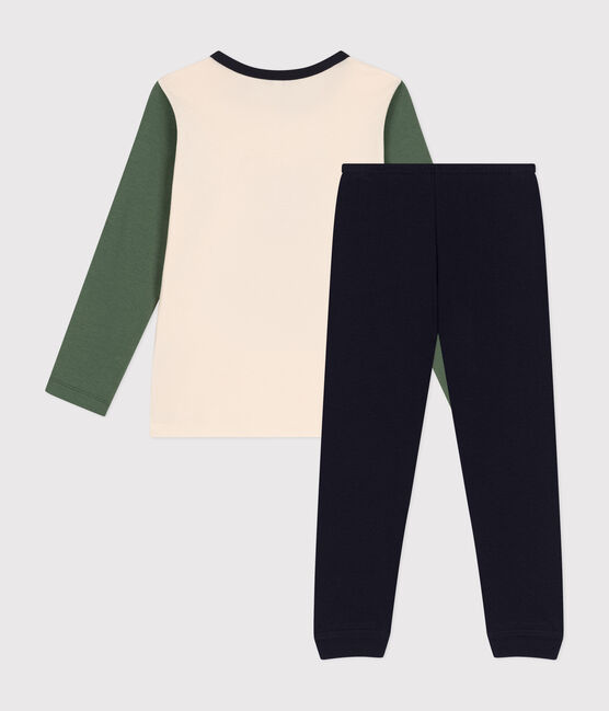 Unifarbener Kinderpyjama aus Baumwolle blau SMOKING/weiss MULTICO