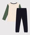 Unifarbener Kinderpyjama aus Baumwolle blau SMOKING/weiss MULTICO