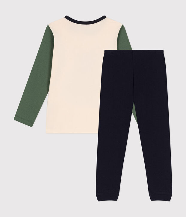 Unifarbener Kinderpyjama aus Baumwolle blau/vielfarbig