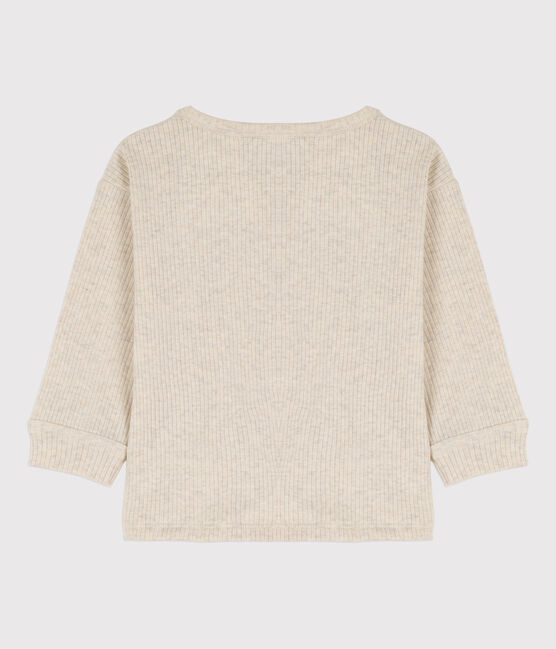 Langärmeliges Baby-T-Shirt aus Rippstrick beige MONTELIMAR CHINE