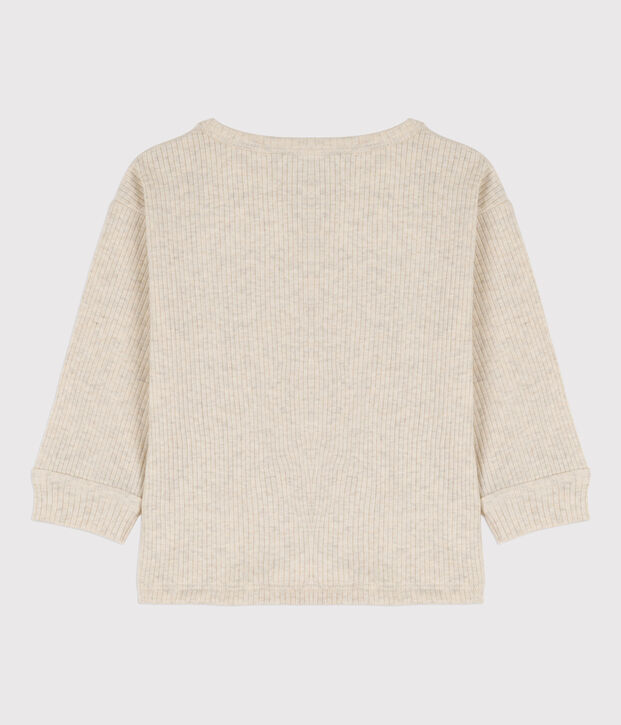 Lang&auml;rmeliges Baby-T-Shirt aus Rippstrick beige