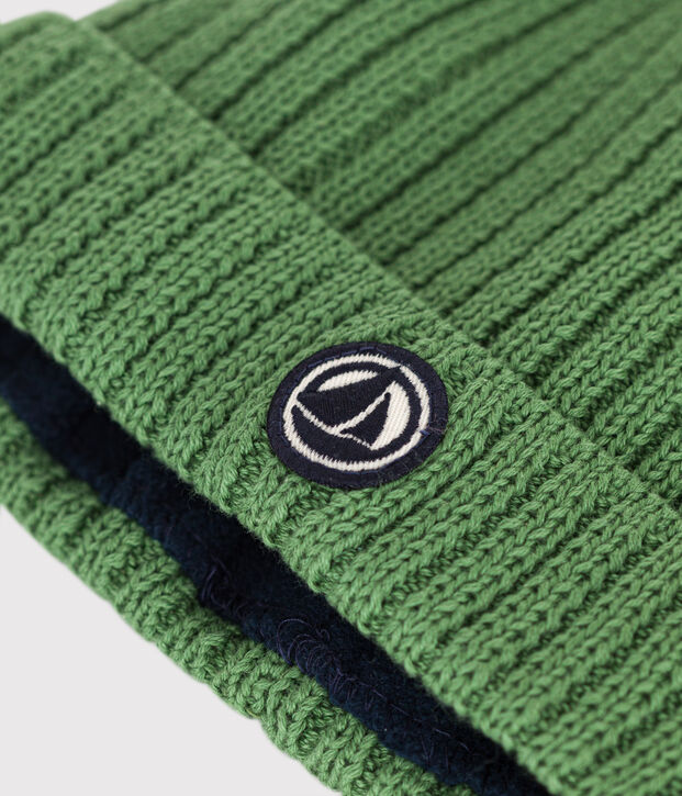 Baby-Strickm&uuml;tze mit Fleece-Futter gr&uuml;n