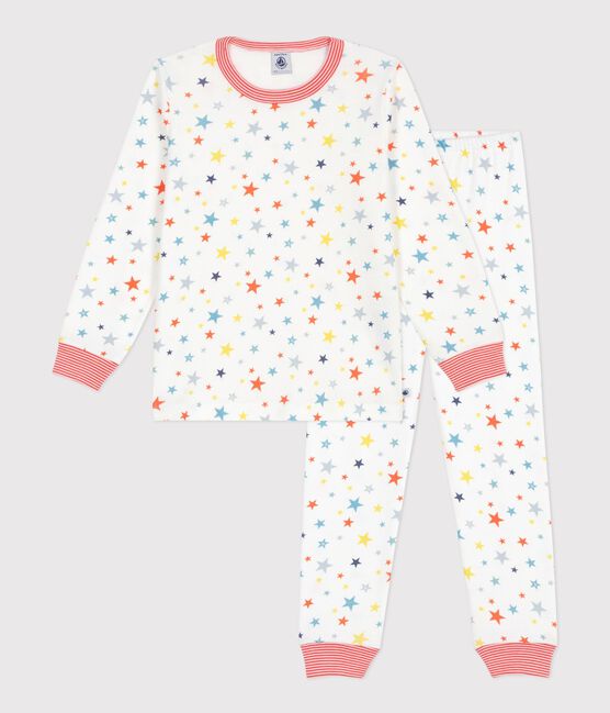 Kinder-Pyjama aus Baumwolle mit Sternen-Motiv weiss MARSHMALLOW/weiss MULTICO