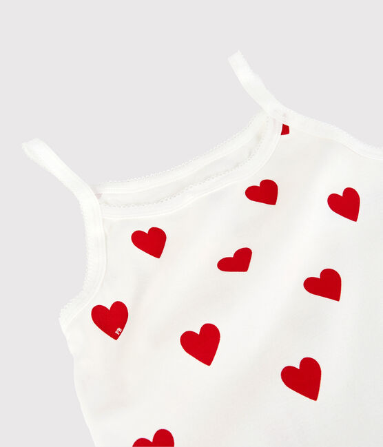 Damen-Trägerhemd aus Baumwolle weiss MARSHMALLOW/rot TERKUIT