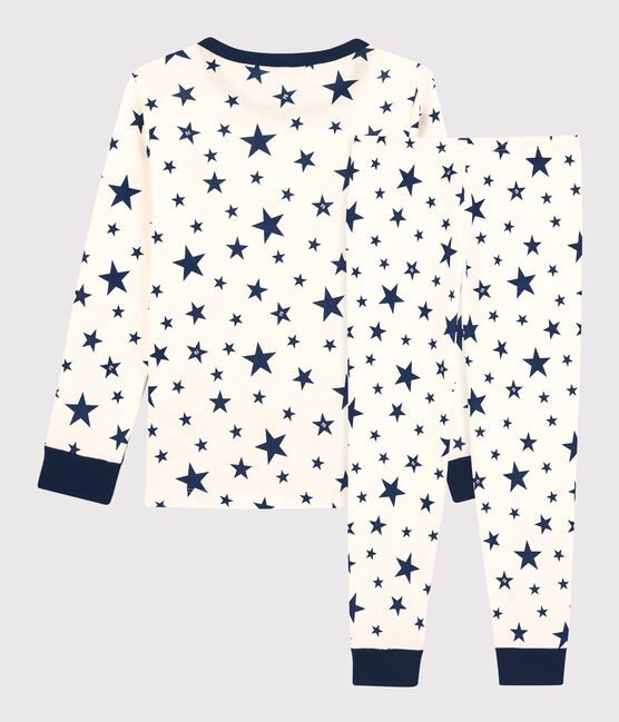 Kinderpyjama aus Baumwolle mit Sternenmuster weiss MARSHMALLOW/blau MEDIEVAL