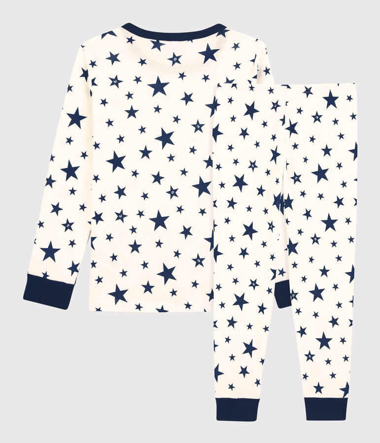 Kinderpyjama aus Baumwolle mit Sternenmuster weiss/blau