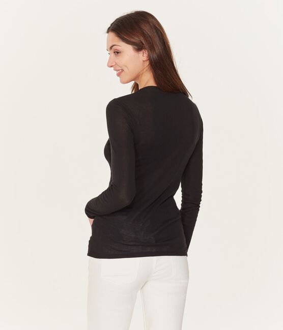 Langärmliges T-Shirt mit Tänzerinnenkragen für Damen schwarz NOIR