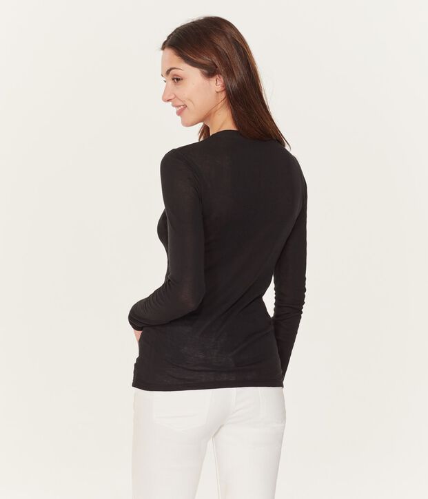 Lang&auml;rmliges T-Shirt mit T&auml;nzerinnenkragen f&uuml;r Damen schwarz