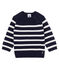 Gestreifter Woll-Baumwoll-Pullover für Jungen-Babys blau SMOKING/weiss MARSHMALLOW