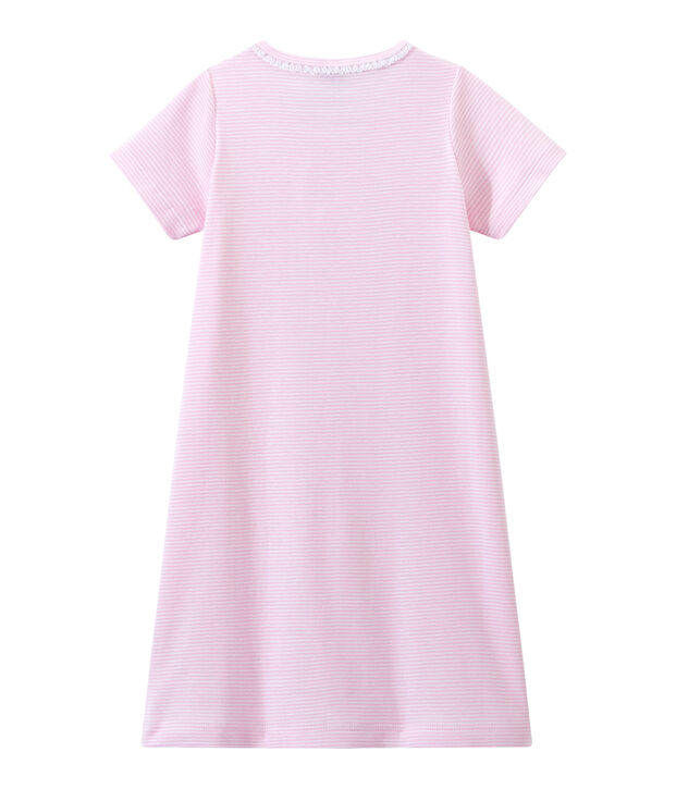 M&auml;dchen-Nachthemd mit Milleraies-Ringelmuster rosa/weiss