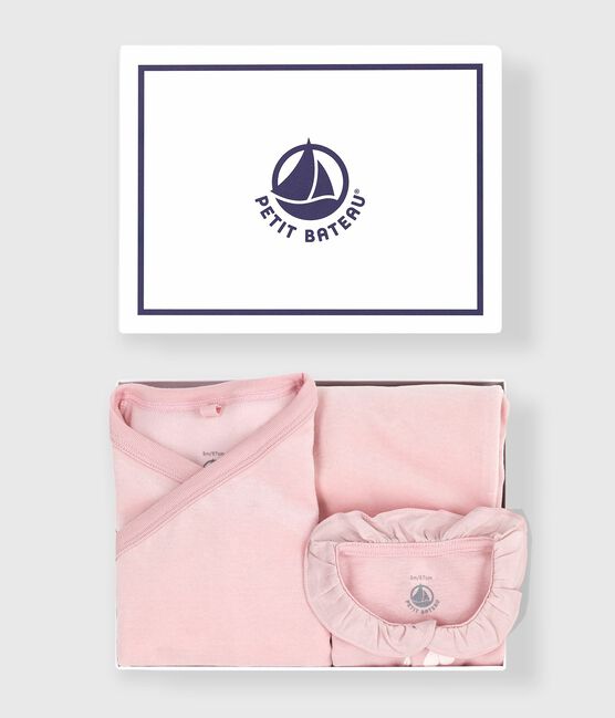 2-teiliges Baby-Geschenkset aus Nicki und bestickter Body mit Herzmotiv rosa JOLI