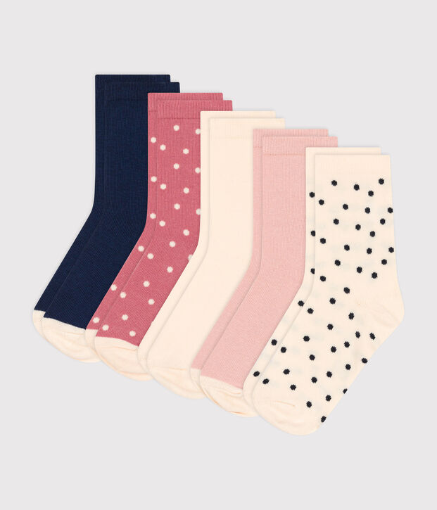 5er-Set Kinder-Socken aus Baumwolle mit P&uuml;nktchen vielfarbig