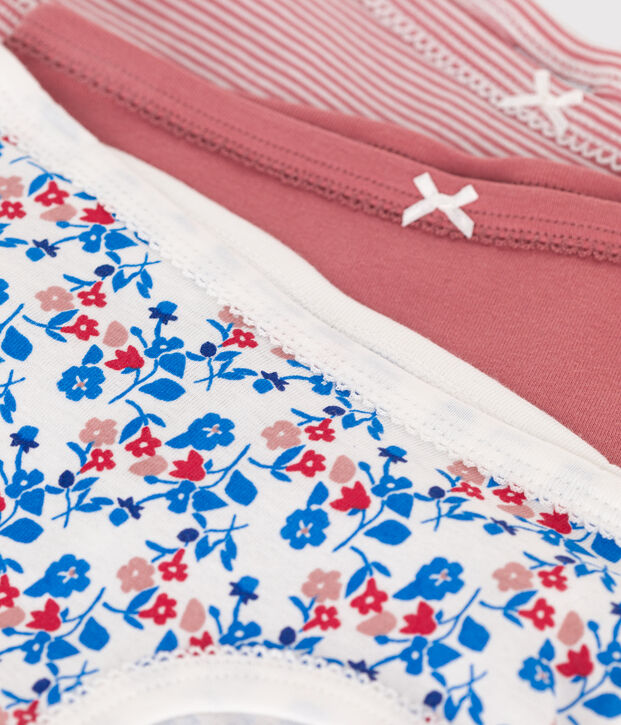 3er-Set Kinder-Slips High Waist aus Baumwolle mit Blumenmotiv vielfarbig